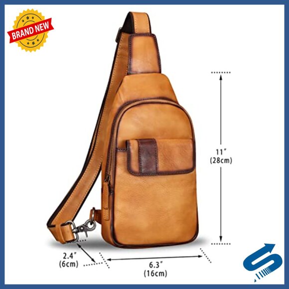 Genuine Leather Sling Backpack - Vintage Crossbody Daypack for Men Women main image 5